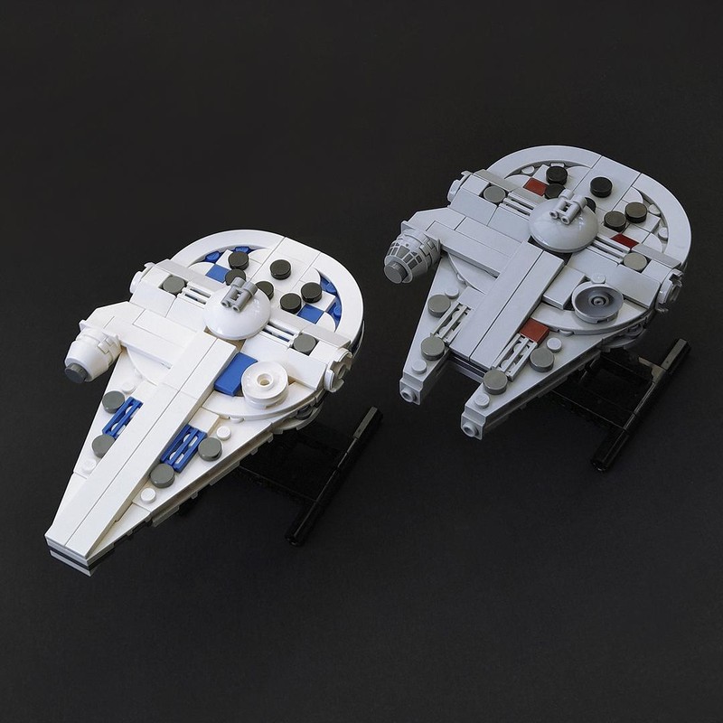 Lego Desk display Micro Falcon. Both versions in one package