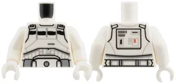 Torso Armor, Thick Black Stripe, Light Bluish Gray Lines and Belt, Silver Circle Buckle Pattern / White Arms / White Hands