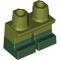 Lego Leg Short with Dark Green Feet Pattern / Olive Green