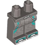 Lego Hips and Flat Silver Legs with White Laces, Toes, Dark Turquoise Straps print