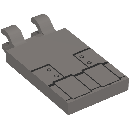 Lego Tile Special 2 x 3 with 2 Clips with Black Lines/Armour print