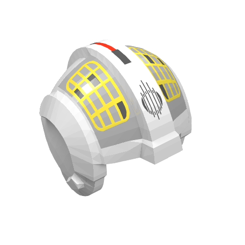 Lego Helmet Rebel Pilot, Center Ridge with Yellow Grid on Light Bluish Gray Print / White
