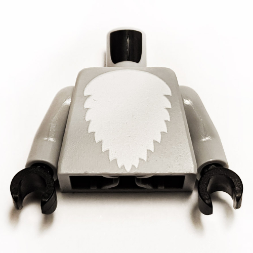 Lego Torso, White Fur print, Light Bluish Grey Arms, Black Hands / Light Bluish Gray