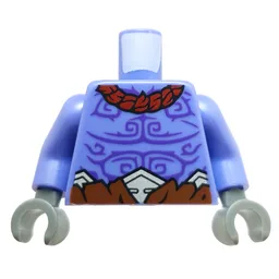 Torso, Bare Chest, Dark Purple Markings, Dark Red Necklaces, Reddish Brown Pants Print, Blue Violet Arms, Dark Bluish Gray Hands / Blue Violet