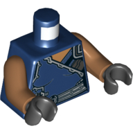 Lego Torso Tunic with Silver Trim and Belt Print (Valkyrie), Medium Nougat Arms, Black Hands / Dark Blue