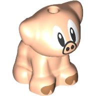 Lego Animal, Dog Pup / Pig with Medium Nougat Hoofs, Snout, Big Eyes print / Light Nougat