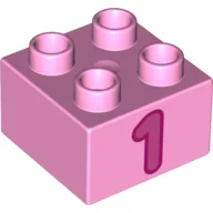 Duplo Brick 2 x 2 with '1' Print