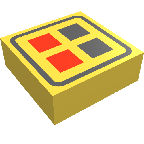 Lego Tile 1 x 1 with Red and Black Buttons Print / Yellow
