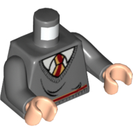 Lego Torso Sweater and Tie Gryffindor Colors Print, Dark Bluish Gray Arms, Light Nougat Hands / Dark Bluish Gray