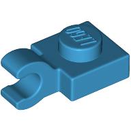Lego Plate Special 1 x 1 with Clip Horizontal [Thick Open O Clip] / Dark Azure