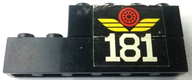 Lego Stickered Assembly 6 x 1 x 2 with White '181' and Red Train Wheel Pattern Model Left Side (Sticker) - Set 181