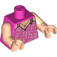 Lego Torso Dress with Spaghetti Straps and Silver Flecks, Necklace Print, Light Nougat Arms and Hands / Dark Pink