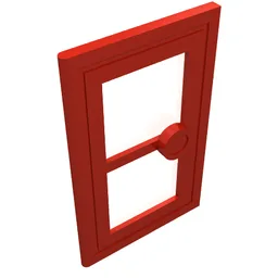 Door 1 x 3 x 4 with Glass / Red