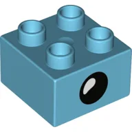 Duplo Brick 2 x 2 with Eye with White Teardrop Spot / Closed Eye Print