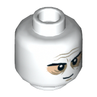 Lego Minifig Head Darth Vader, Pink Sunken Eyes, Wrinkles, Scar and Two Large Scars on Back Print [Hollow Stud] / White