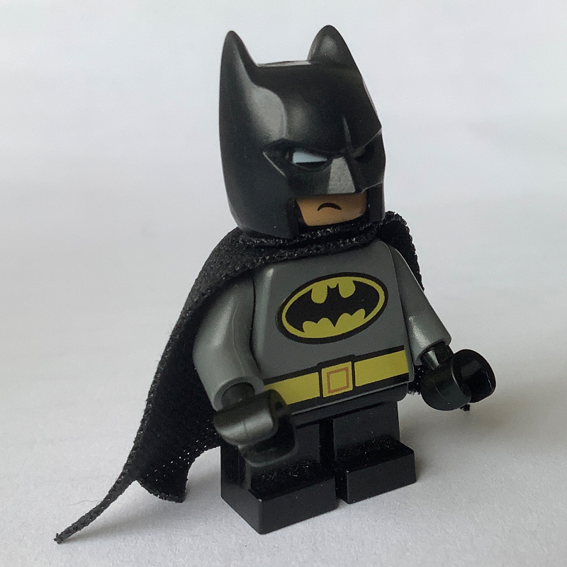 Lego Batman, Dark Bluish Gray Suit, Black Cape and Cowl, Short Legs