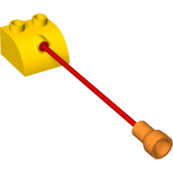 Lego Duplo Animal Brick 2 x 2 Rounded with Red Rope Tail and Orange Hole Connector / Yellow