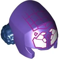 Hair and Helmet, Dark Blue Double Buns, White Spider-Fangs, Dark Pink Webbings Print / Dark Purple