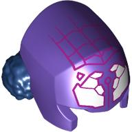 Lego Hair and Helmet, Dark Blue Double Buns, White Spider-Fangs, Dark Pink Webbings Print / Dark Purple