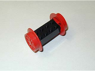 Lego Brick, Modified 2 x 4 with Red Wheels, Train Spoked Large (29mm D.) and Red Pins (4180 / wheel4 / 2344)