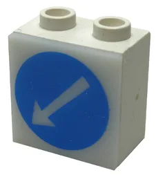 Electric, Light 1 1/8 x 2 x 1 2/3 Cabinet with Lamp Holes (Sign Back) with Milky White Electric, Light 2 x 2 Clip-On Plate with Blue Circle and White Arrow Pattern (2383 / 2384pb06)
