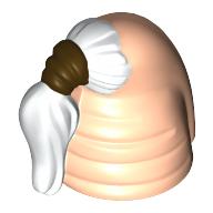 Lego Head Top, Cerean Skull Top with White Ponytail Hair Print (Ki-Adi-Mundi) / Light Nougat