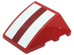 Wedge 4 x 3 Triple Curved No Studs with Red and White Stripes Pattern (Sticker) - Set 41685