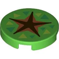 Tile Round 2 x 2 with Black/Nougat Star, Green/Lime Triangles (Fossil Dig) Print / Bright Green