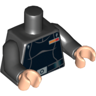 Lego Torso Belt with Silver Buckle Print (Juno), Black Arms, Light Nougat Hands / Black