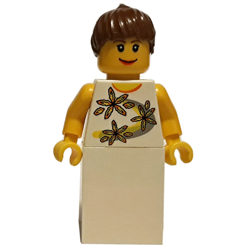 Lego Bride, White Dress with 3 Flowers