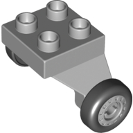 Lego Duplo Airplane Landing Gear with 4 Studs on Top and 2 Wheels [Complete Assembly] / Light Bluish Gray