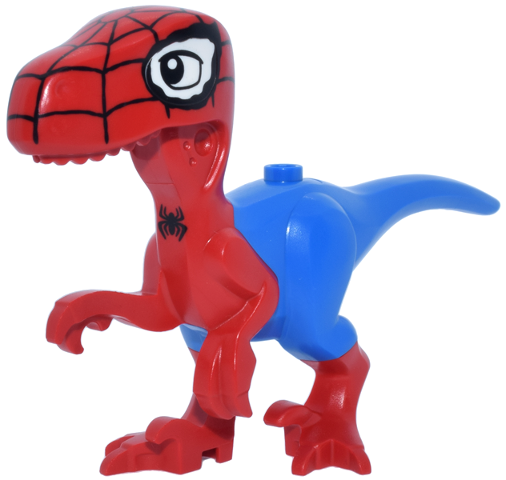 Lego Animal, Dinosaur, Spider-Raptor with Red Arms, Legs, Head, Black Spider-Webs print / Red