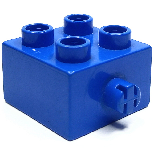 Lego Duplo Brick 2 x 2 Pin on Side / Blue