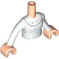 Lego Minidoll Torso with Silver/Metal Blue Dots, Silver Fur Collar print, White Arms, Light Nougat Hands / Light Nougat