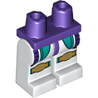 Lego Hips and White Legs with Dark Turquoise Panels, and Gold Knee Pads Print / Dark Purple