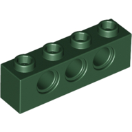 Lego Technic Brick 1 x 4 [3 Pin Holes] / Dark Green