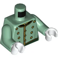 Torso, Piccolo Suit Jacket, Gold Buttons, Dark Green Trim Print, Sand Green Arms, White Hands