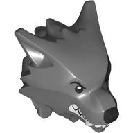 Lego Minifig Head Special, Werewolf with Black Eyes, White Teeth print / Dark Bluish Gray