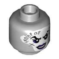 Lego Minifig Head Ultra Violet, Purple Eyelashes and Lipstick, White Facepaint Print [Hollow Stud] / Light Bluish Gray
