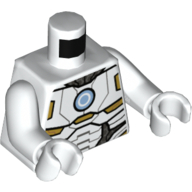 Lego Torso Armor with Light Blue Circle / 2 Gold Circles print, White Arms and Hands / White