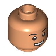 Lego Minifig Head Sig Greebling, Black Eyebrows, Open Mouth Smile / Worried / Nougat