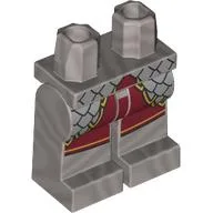 Hips and Flat Silver Legs with Dark Red Coat Ends, Silver Armor Print / Flat Silver