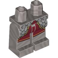 Lego Hips and Flat Silver Legs with Dark Red Coat Ends, Silver Armor print