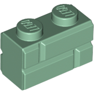 Lego Brick Special 1 x 2 with Masonry Brick Profile / Sand Green