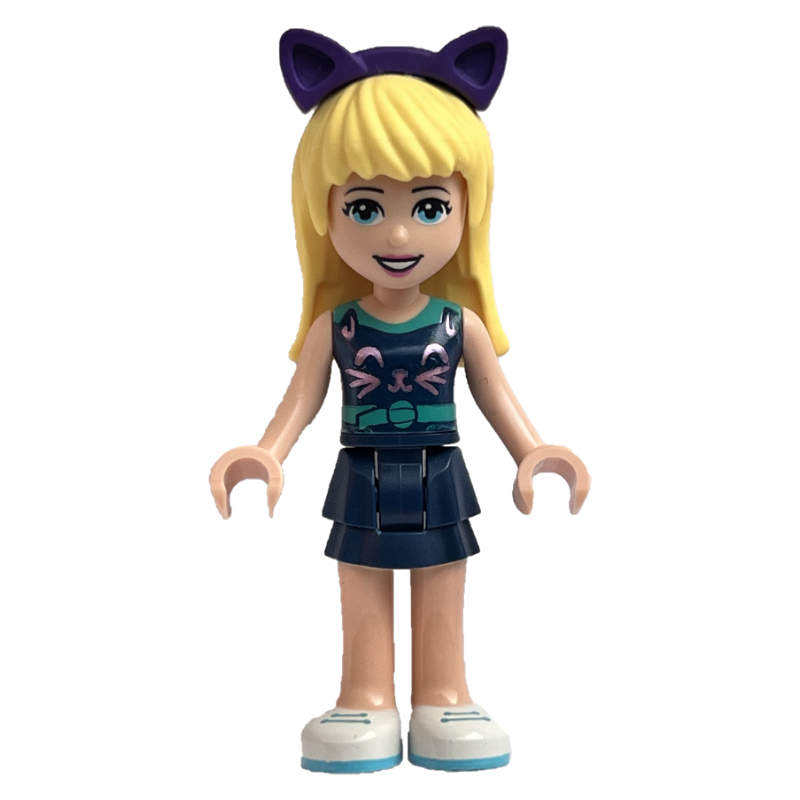 Lego Stephanie - Dark Turquoise Top, Dark Blue Skirt, Dark Purple Cat Ears