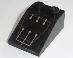 Slope 33 3 x 2 with Silver Circuitry 6 Lines in Red Trapezoid Outline Pattern (Sticker) - Set 7702