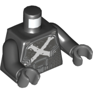 Lego Torso Jacket with White Cross, Belt Print, Black Arms, Dark Bluish Gray Hands / Black