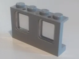 Window 1 x 4 x 2 Plane, Single Top Hole and Double Bottom Holes for Glass with Trans-Brown Glass (4863 / 4862)