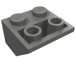 Brick Sloped Inverted 45° 2 x 2 [Ovoid Bottom Pin, Bar-sized Stud Holes] / Dark Bluish Gray