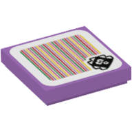 Lego Tile 2 x 2 with Urchin and Barcode Print (Sticker) / Medium Lavender